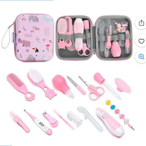 Allhall 20 Pzas Kit de Aseo y Cuidado Del Bebé, Kit de Seguridad para Recién Nacidos, con Peine Cepillo para el Cabello, Cortauñas, Termómetro, Esenciales para Recién Nacidos Niñas Niños