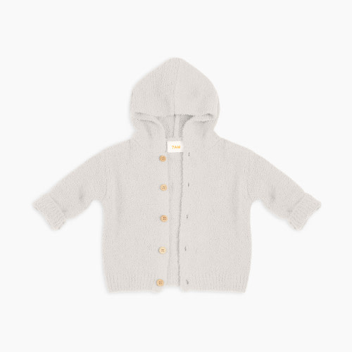 7AM Enfant Hooded Cardigan - Ecru, 6-9 M