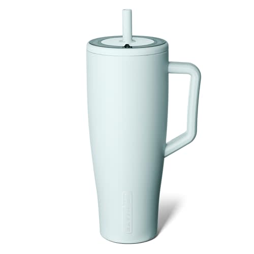 BrüMate Era 40 oz Tumbler with Handle and Straw | 100% Leakproof Insulated Water Bottle Tumbler with Lid and Flexible SoftSip Straw | Made of Stainless Steel | Cup Holder Friendly | 40oz (Blue Agave)
