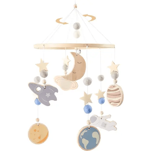 Baby Mobile for Crib, Astronaut Crib Nursery Mobile for Boys Girls, Boho Nursery Decor Soothe Toy Baby Shower Set for Infant Bedroom Hanging Decoration Toy