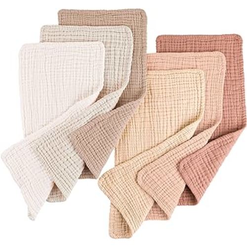 Konssy Muslin Baby Burp Cloths Sets for Unisex- 6 Pack Large 100% Cotton Burping Clothes for Newborn，Baby Girls and Boys