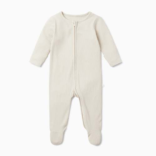 Ribbed Clever Zip Footed Baby Pajamas Ribbed - Ecru