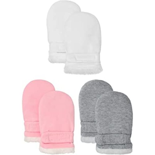 Baby Winter Mittens Newbron Adjustable Stay-On 0-12 Months Warm Gloves Sherpa Lined Fleece Infant Mittens Winter for Boy Girl
