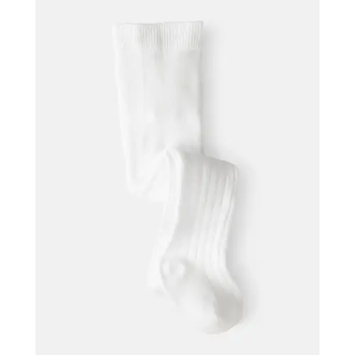 Baby Girl Rib Tights - White | Carter's