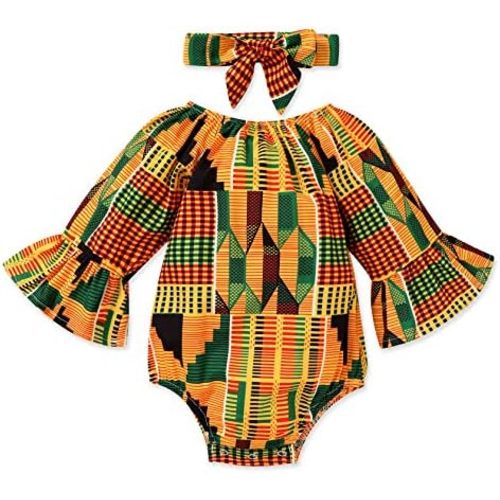 YOUNGER TREE African Baby Clothes Girl Dashiki Ankara Outfit Set
