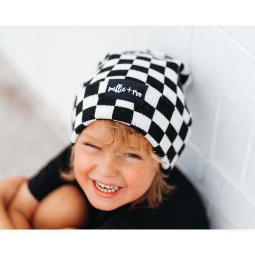 BAMBOO CUFF BEANIE- B+W Check