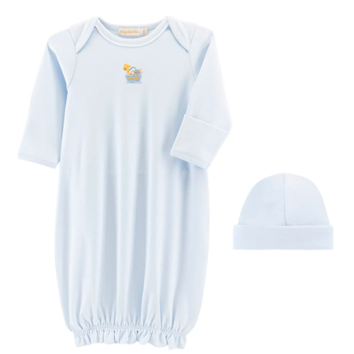Baby Club Chic Noah's Ark Blue Embroidered Gown Set