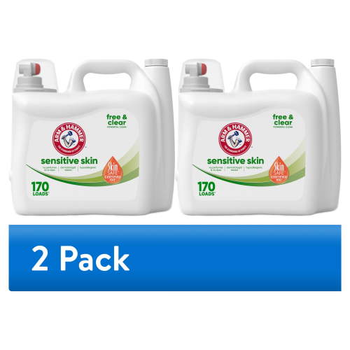 (2 pack) ARM & HAMMER Sensitive Skin Free & Clear Liquid Laundry Detergent Soap, 170 fl oz, 170 Loads