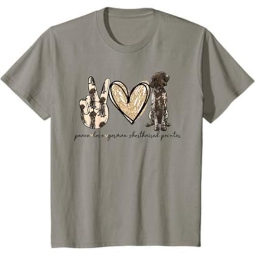 Peace Love GSP German Shorthaired Pointer Dog Lover T-Shirt