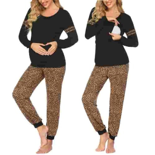 Avidlove Maternity Nursing Pajama Set for Breastfeeding Loungewear Sets Women Fall Long Sleeve Top and Jogger Pants for Pregnant and Postpartum