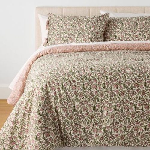 2pc Twin/Twin Extra Long Reversible Floral Comforter Set Pink/Green- Threshold™ designed with Studio McGee