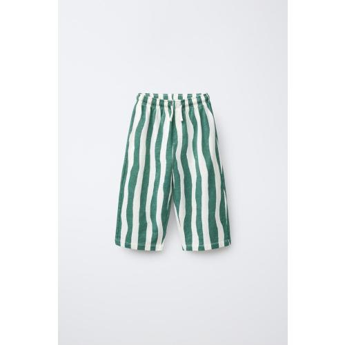 WAVE STRIPE PANTS - Green | ZARA United States