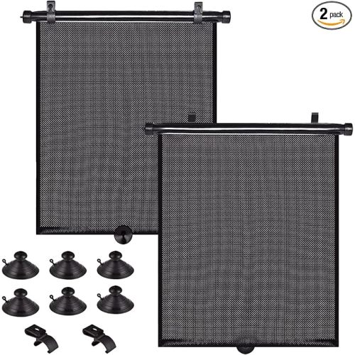 PLTCAT 2 Pack Large Car Sun Shade Side Window for Baby, Roller Vehicle Shades Sun Protection Shade for SUV Truck Side Window(Large-18''x20'')