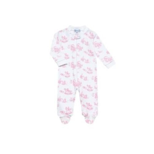 Girls' Blue Heart Print Zipper Footie - Baby