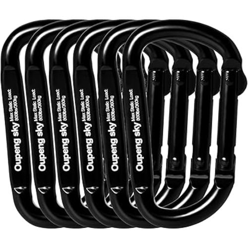 Carabiner Clip - Heavy Duty Carabiners 800lbs-13KN (2922 lbs) Carabeaner D Ring Shape,Key Chain Clip Hook,Keychain Clip,Multipurpose for Camping, Hiking,Backpacking or Other Outdoor Activities.