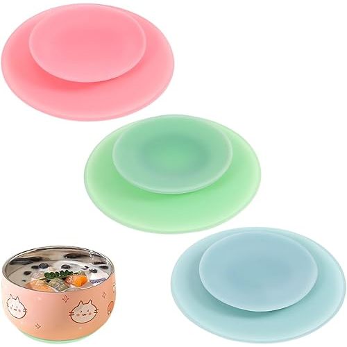 DOITOOL 3pcs Silicone Suction Plate Double Sided Suction Cups Silicone Utensil Rest Sucker Pads for Plate Silicone Grip Dish Suction Cup Plates Plate Bowl Fixing Pad Suction Pads