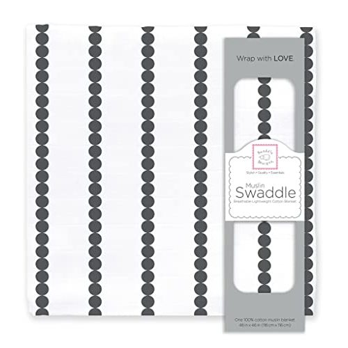 SwaddleDesigns Cotton Muslin Swaddle Blanket, Receiving Blanket for Baby Boys & Girls, Best Registry Gift, 46x46 inches, Bumpkin, Black