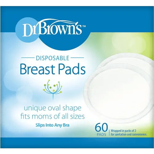 Dr. Brown's Disposable One-Use Absorbent Breast Pads for Breastfeeding and Leaking - 60pk
