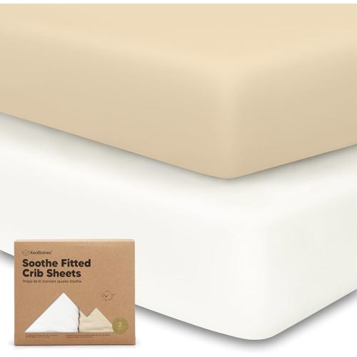 KeaBabies 2-Pack Organic Crib Sheets for Boys, Girls - 52x28 Fitted Crib Mattress Sheet Neutral, Breathable Jersey Cotton Cover for Baby Bed, Toddler Mattress, Soft & Cute Prints (Khaki)