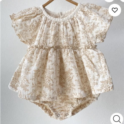 Baby Floral Skirted Beige Bodysuit
