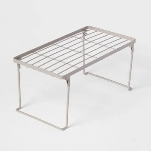 Stacking Shelf Brushed Nickel - Brightroom™: Steel Wire Storage Rack, No Assembly, Foldable Design