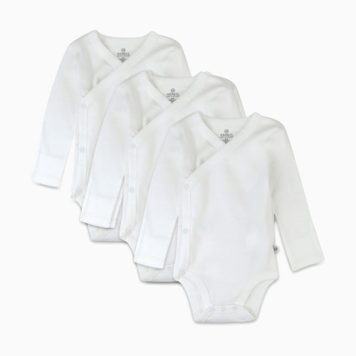 3-Pack Organic Cotton Long Sleeve Side Snap Bodysuits - Bright White