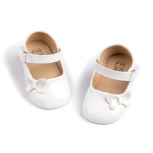 Meckior Infant Baby Girls Soft Sole Bowknot Princess Wedding Dress Mary Jane Flats Prewalker Newborn Light Baby Sneaker Shoes