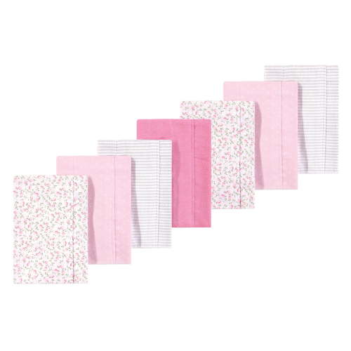 Luvable Friends Hudson Baby Flannel Burp Cloths 7pk, Blossom Pink