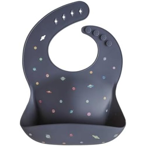 mushie Silicone Baby Bib | Adjustable Fit Waterproof Bibs (Planets)