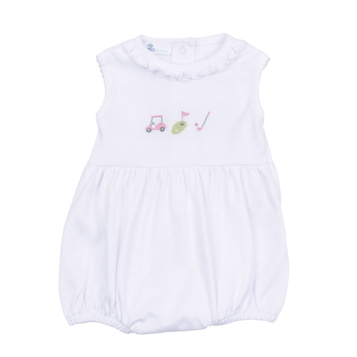 Girl's Sleeveless Tiny Tee Time Embroidered Bubble with Collar