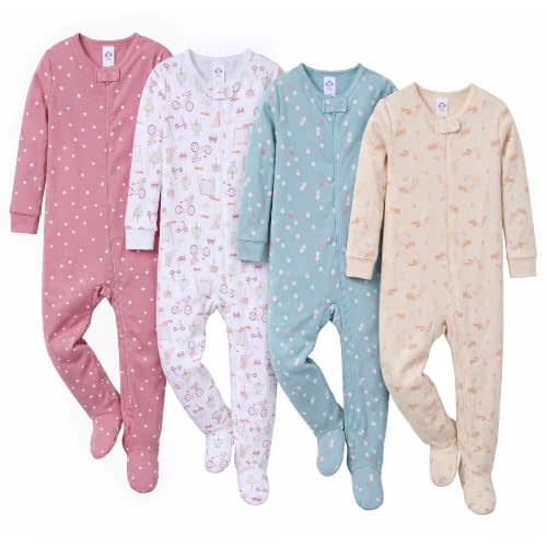 Gerber Baby Girls 4-pack Footed Pajamas