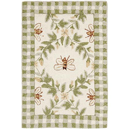SAFAVIEH Chelsea Collection Accent Rug - 2'6" x 4', Ivory & Green, Hand-Hooked French Country Wool, Ideal for High Traffic Areas in Entryway, Living Room, Bedroom (HK55A)
