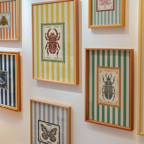 Eclectic Insect Art Print Set of 6:  Whimsical Striped Cottagecore Entomology Printable Posters (Digital Download)