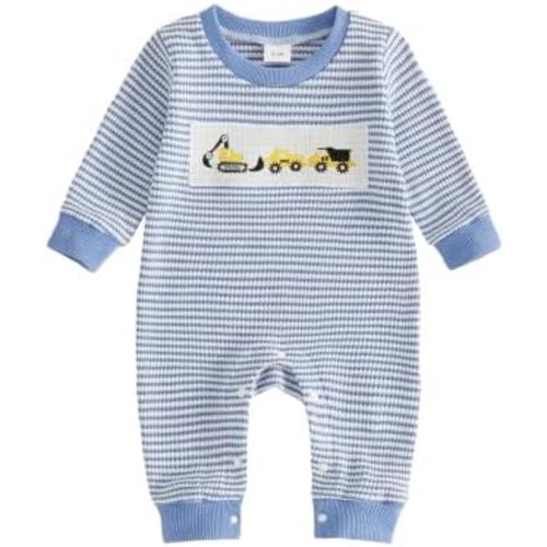 FOCUSNORM Baby Boy Fall Clothes Newborn Winter Outfit Truck Jumpsuit Romper