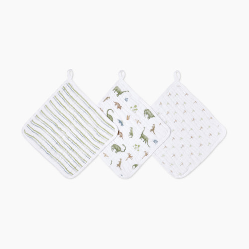 Aden + Anais Essentials Cotton Washcloth (3 Pack) - Dino Jungle