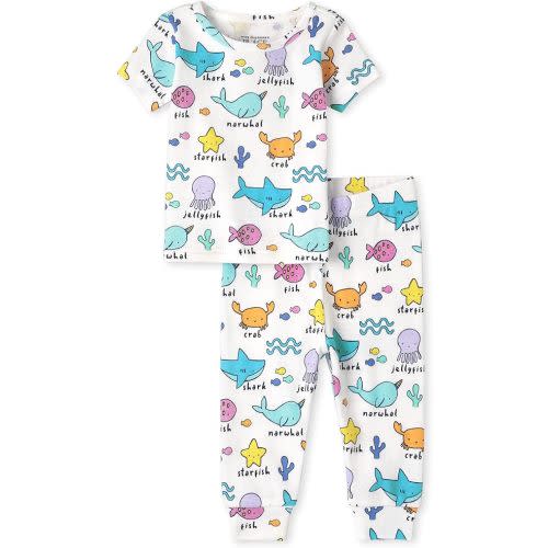 The Children's Place Baby Boys' Snug Fit 100% Cotton Short Sleeve Top and Pants 2 Piece Pajama Set