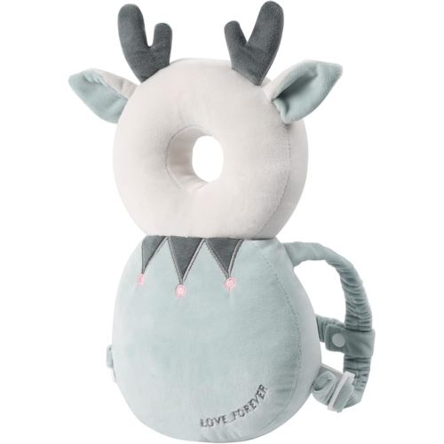 Baby Head Protector Backpack -Soft & Lightweight Pads - Prevents Bebes Backward Fall Deer Plush Stuffed