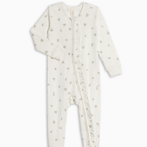 Neve Ruffle Zipper Footed Romper