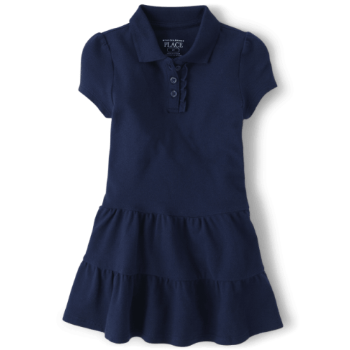 Toddler Girls Uniform Short Sleeve Pique Knit Polo Dress - BLUE | The Children's Place
