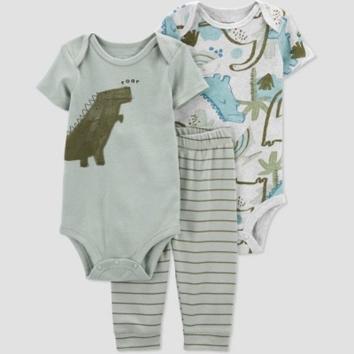 Carter's Just One You® Baby Boys' Moss Dinosaur Top & Bottom Set - Green