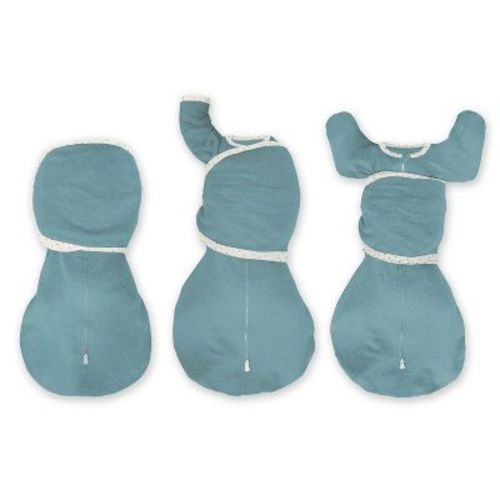 SwaddleDesigns Baby Omni Swaddle Sack Elbow Length Sleeve with Wrap - Heathered Teal 0-3m: Cotton Fabric, Two-Way Zipper, Built-in Mittens
