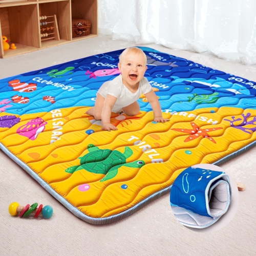Beavtaens Baby Play Mat, 50"x50"x1", Thick Cushioning Foam, Non-Slip, Foldable and Machine Washable, Odor-Free, for Playpens and Baby Crawling