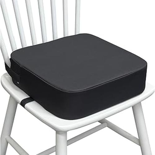Toddler Booster Seat for Kitchen Chair, 3.5" Oxford Foam Cushion, Non-Slip Base, Adjustable Straps, Portable Dining Booster for Self-Feeding Toddlers at Home or on The Go (Dark Grey)