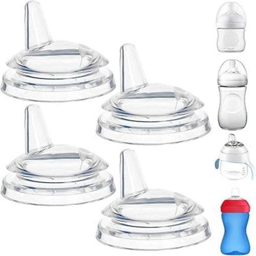 Sippy Spout Nipples Compatible with Philips Avent Natural Bottles, My Grippy Spout and Natural Trainer Sippy Cup, Soft Clear Food Grade Silicone Replacement Spouts, Leak-Proof, BPA Free, 4 Count