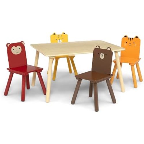 Delta Children Animal Safari Table & 4 Chair Set, Activity Table for Kids