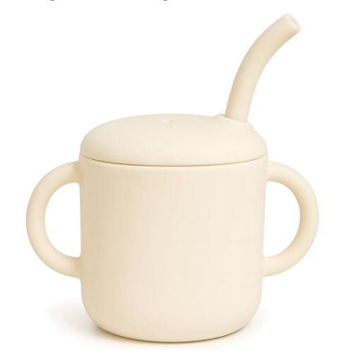 Silicone Baby Straw Cup for Babies 6+ Months, 6 oz BPA-Free Food Grade Silicone Training Cup with Soft Straw & Leak-Resistant Lid, Easy-Grip Toddler Sippy Cup for Baby Led Weaning & Self-Feeding