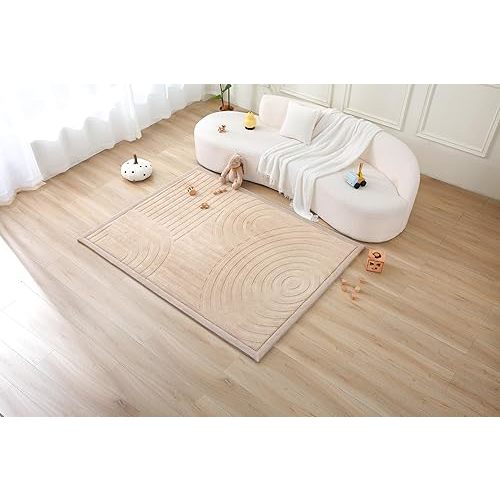 Premium Baby Playmat for Floor 80" x 110" arches – Cloudsoft Coral Velvet Memory Foam Rug for Crawling – Non-Slip, Water-Resistant, Non-Toxic, Easy-Care Muscle Mat – Thick Play Mat for Baby
