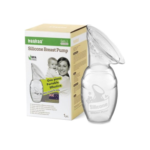 haakaa Manual Breast Pump for Breastfeeding, Silicone, Clear 4oz/100ml