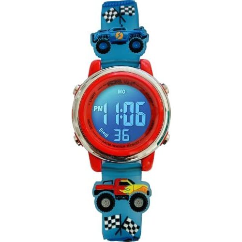 Preschool Collection Kids Digital Light Up Watch - Monster Trucks, Dinosaurs, Shark, Unicorn, Butterfly, Spider - Girls, Boys, Children, School