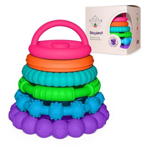 Sperric Premium Silicone Stacking Toy Teethers, Interactive and Fun Baby Stacking Toys - Teeth Soothing for 6-12 Month (Multicolor)